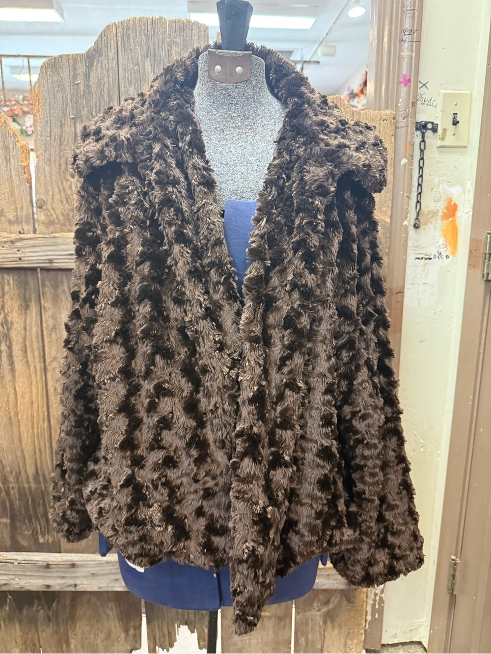 Mixit Plush Faux Fur Jacket in Dark Brown